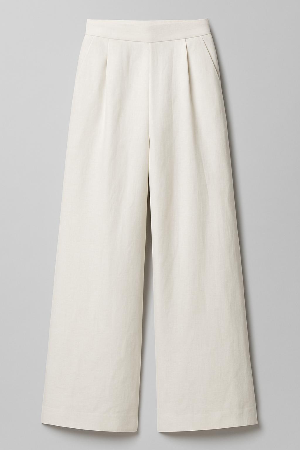 Cream wide-leg pants